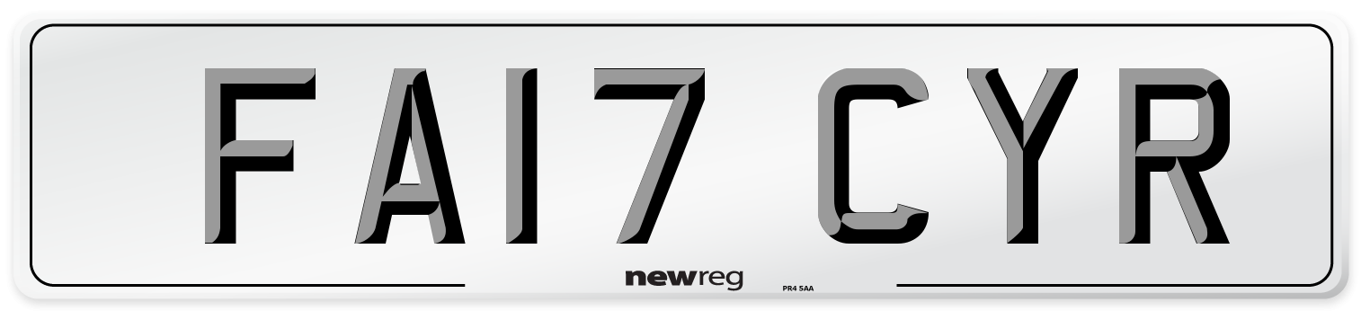 FA17 CYR Number Plate from New Reg